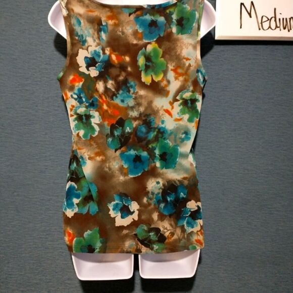 Cato ruched ruffle floral sleeveless blouse medium - Picture 3 of 4